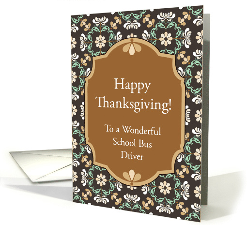 School Bus Driver Thanksgiving Autumn Chrysanthemum Pattern card