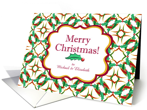 Custom Name Christmas Celtic Inspired Holly Wreath Pattern card