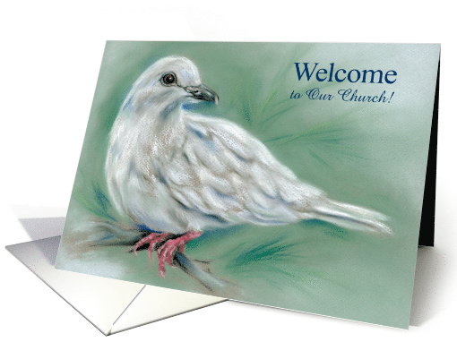 Welcome to Church Custom White Pastel Dove Art card (1489172)