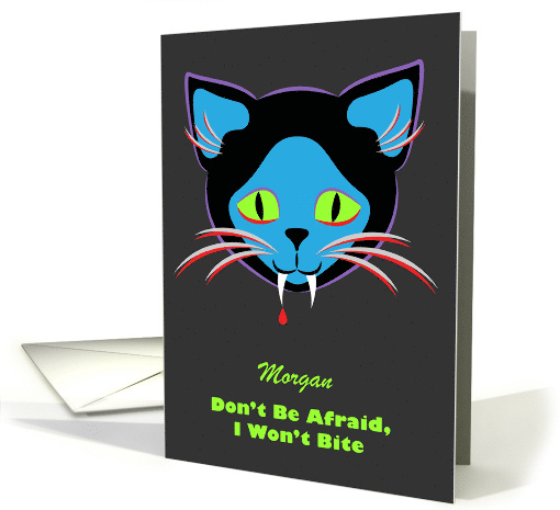 Custom Name Vampire Black Cat Halloween card (1489824)