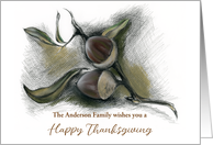 Custom Name Thanksgiving Autumn Acorn Drawing card