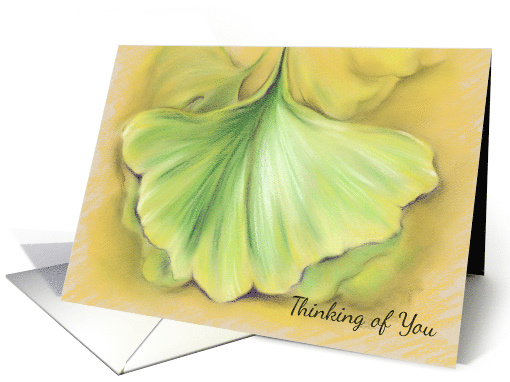 Ginkgo Autumn Thinking of You Pastel Art card (1490238)