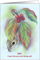 Custom Name Squirrel in Dogwood Get Well Soon card