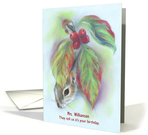 Custom Name Squirrel in Dogwood Birthday from Us card (1490326)