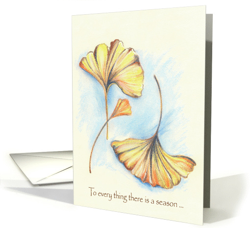 Golden Autumn Ginkgo Leaves Pastel Gods Purpose card (1490842)