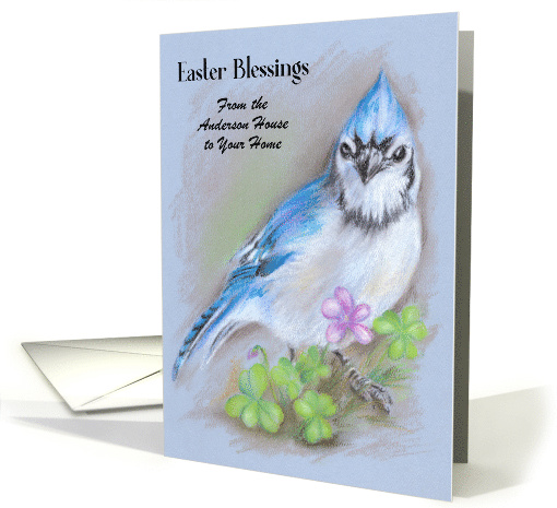 Custom Easter From Our Home Blue Jay with Spring Flowers... (1491300)