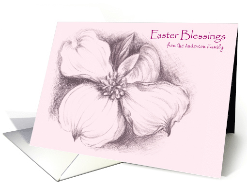 Custom Easter Dogwood Flower Drawing card (1492352)