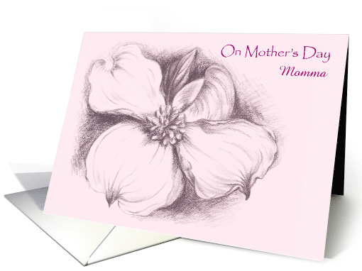 Custom Mothers Day Pink Dogwood Drawing for Momma card (1492356)