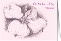 Custom Mothers Day Pink Dogwood Drawing for Momma card