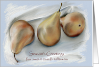 Custom Name Seasons Greetings Holiday Pears Pastel Art card