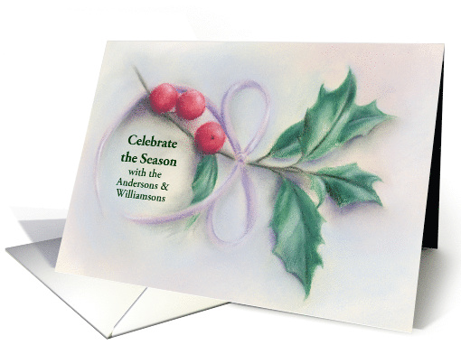 Custom Christmas Invitation Holly Sprig with Red Berries... (1494196)