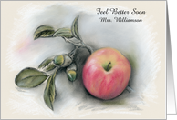 CustomFeel Better Soon Teacher Autumn Apple and Acorns Pastel Art card