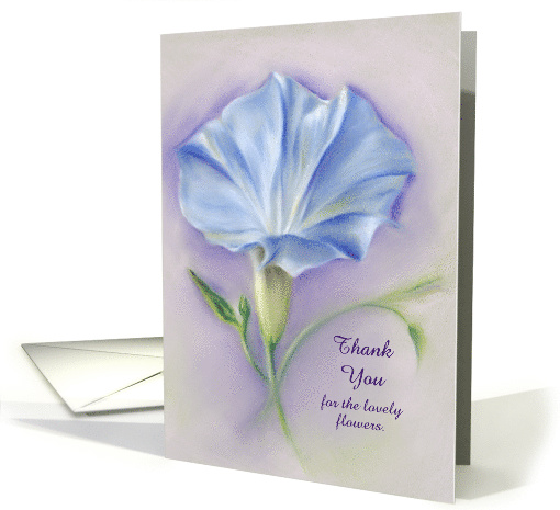 Custom Thank You for the Flowers Blue Morning Glory Pastel Art card