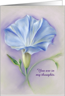 Custom Thinking of You Heavenly Blue Morning Glory Pastel Art card