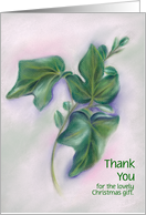 Custom Christmas Gift Thank You Ivy and Boxwood Pastel Art card