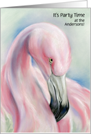 Custom Party Invitations Pink Flamingo Pastel Artwork card