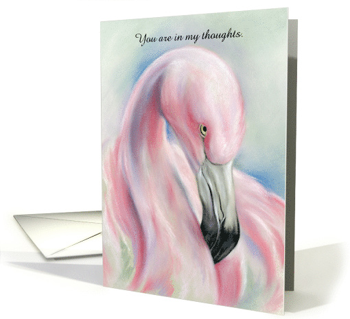 Custom Thinking of You Pink Flamingo Pastel Artwork card (1497246)