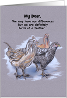 Custom Friendship Birds of a Feather Flock of Chickens Pastel Art card