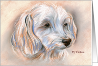 Custom Friendship Maltipoo Small White Dog Pastel Portrait card