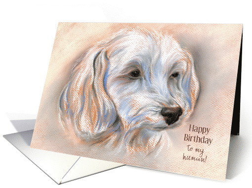 Custom Happy Birthday from Dog Small White Maltipoo Portrait card