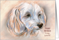 Custom Happy Birthday from Dog Small White Maltipoo Portrait card