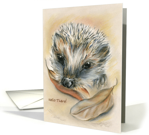 Custom Hello There Cute Autumn Hedgehog Pastel card (1501452)