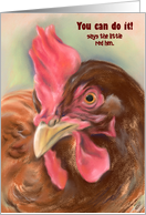 Custom Encouragement Red Hen Chicken Pastel Art card