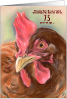 Custom Age Birthday Red Hen Chicken Pastel Art 75th card