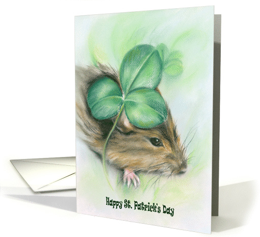 Happy St. Patricks Day Hamster under Shamrock Pastel card (1505416)
