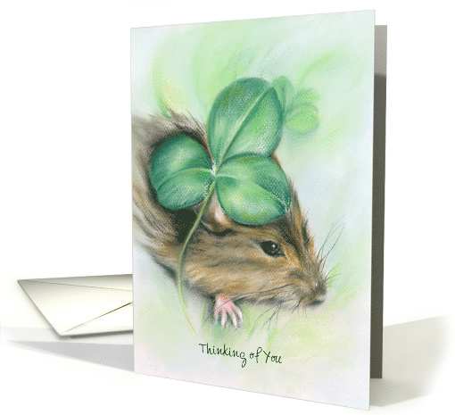Custom Hamster in the Clover Pastel Thinking of You card (1505428)