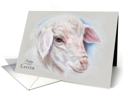 Happy Easter Little Lamb Pastel Art card (1506532)