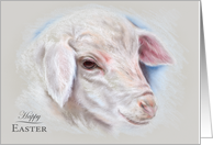 Happy Easter Little Lamb Pastel Art card