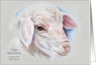 Custom Birthday Sweet Little Lamb Pastel Art card