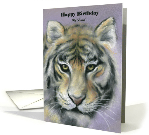 Custom Friend Happy Birthday Tiger Pastel Art card (1508388)