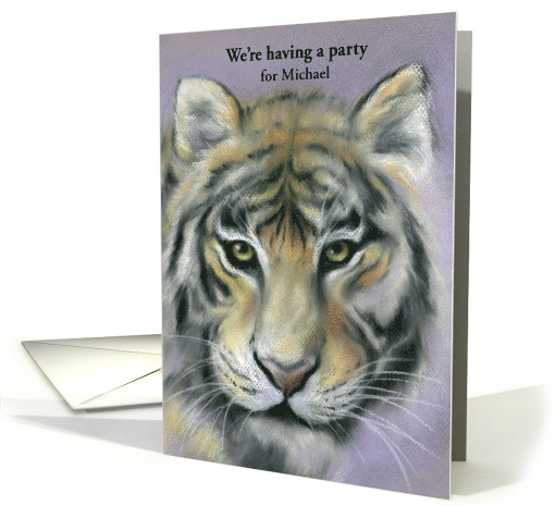 Custom Birthday Party Invitation Tiger Pastel Art card (1508392)