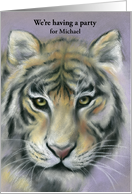Custom Birthday Party Invitation Tiger Pastel Art card