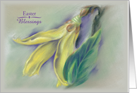 Easter Blessings Forsythia Blossom Pastel Art card