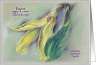 Personalized From Our Family Easter Blessings Forsythia Blossom Pastel card