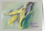 Happy Easter Forsythia Blossom Pastel Art card