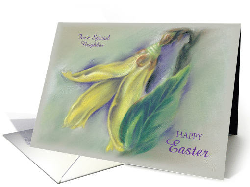 Custom Neighbor Easter Forsythia Pastel Art card (1508860)