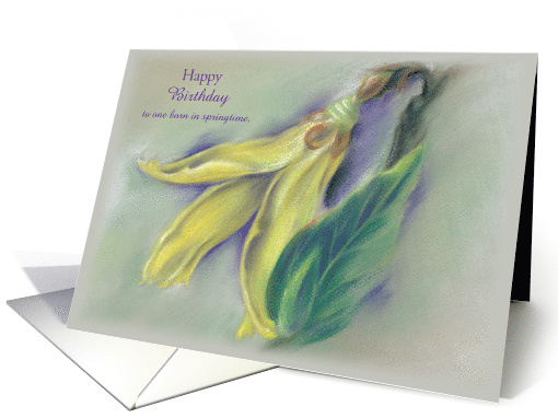 Custom Spring Birthday Forsythia Blossom Pastel card (1508866)