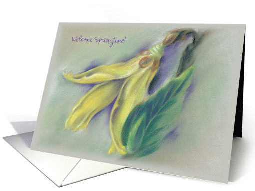 Custom Springtime Forsythia Flower Pastel Art card (1508878)