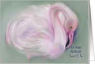Custom Age Sweet 16 Birthday Soft Pastel Flamingo Art card