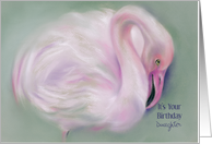 Custom Relative Daughter Birthday Soft Pastel Flamingo Art card