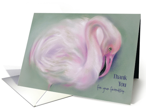 Custom Thank You for Friendship Soft Pastel Flamingo Art card