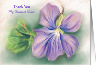 Romantic Thank You Violet Pastel Art card