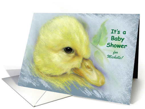 Personalized Baby Shower Invitation Cute Yellow Duckling Pastel card