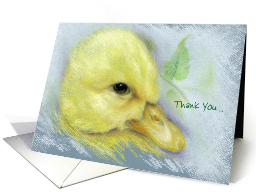 Custom Thank You Cute Yellow Duckling Pastel Artwork card (1511718)