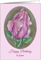 Custom Month June Birthday Pink Rose Pastel Art card