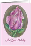 Its Your Birthday Pink Rose Pastel Art card